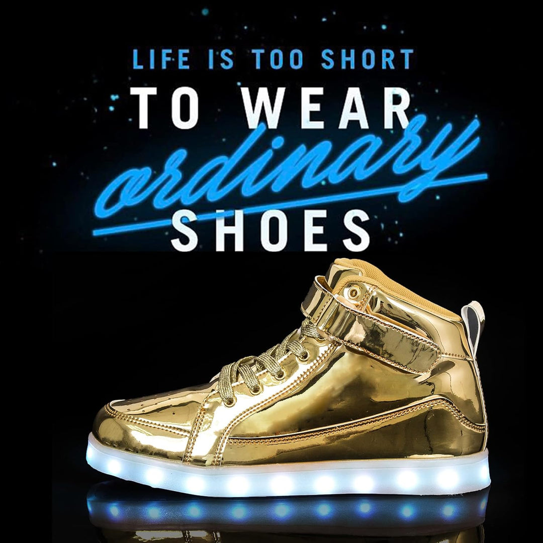 Dynamic men's LumaBoost LED light-up sneakers, rechargeable glowing shoes for unique style.