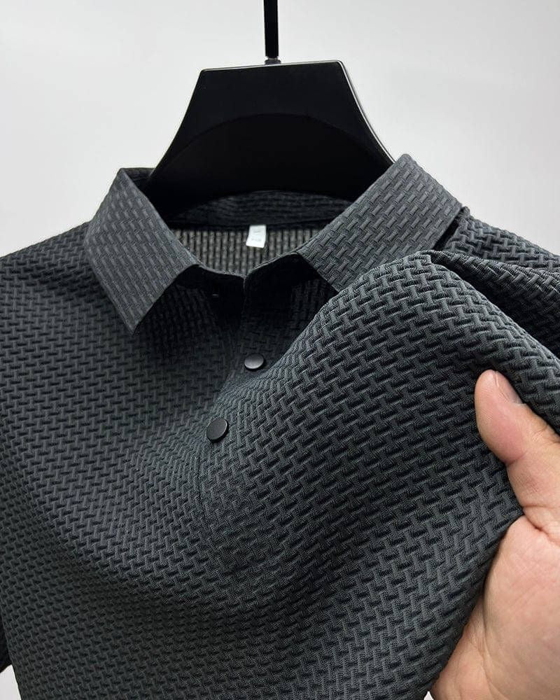 Men's luxury knit summer shirt, short sleeve, breathable & stylish. Elegant men's top.