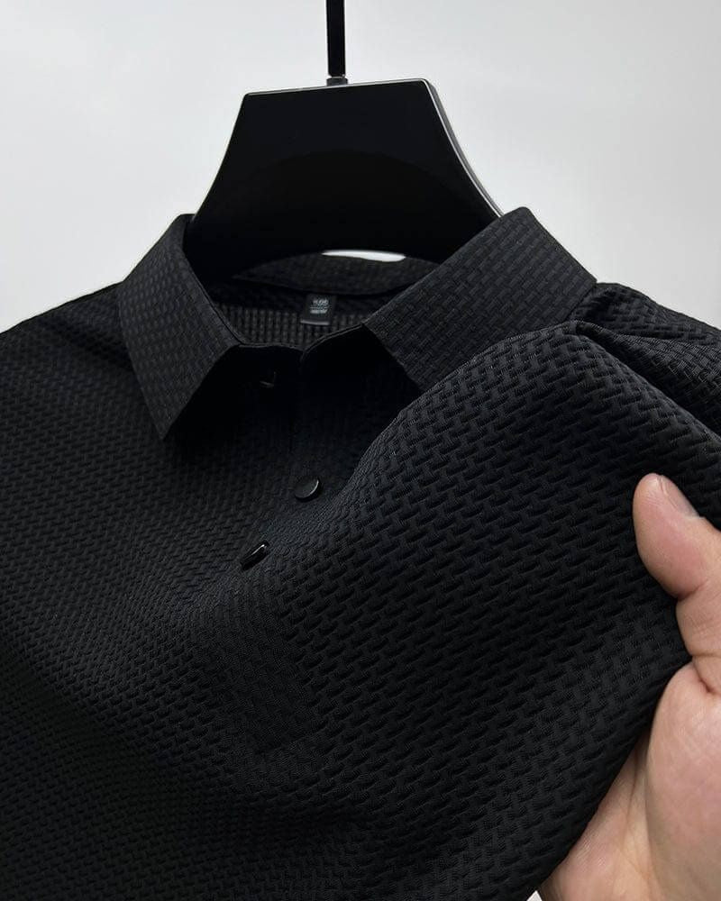 Breathable men's knit summer shirt for elegant casual & formal wear. Modern look.