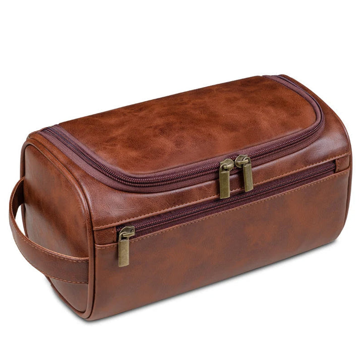 Essential men's travel accessory: a water-resistant toiletry bag for organized and hassle-free journeys.