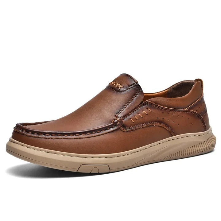 Premium men's leather slip-on loafers. Madison footwear offering comfort and sleek dress casual style.