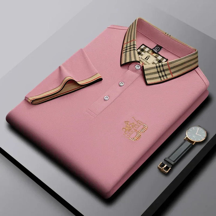 Man wearing a stylish Men's Matthew short-sleeve polo, perfect for versatile casual wear and spring fashion.