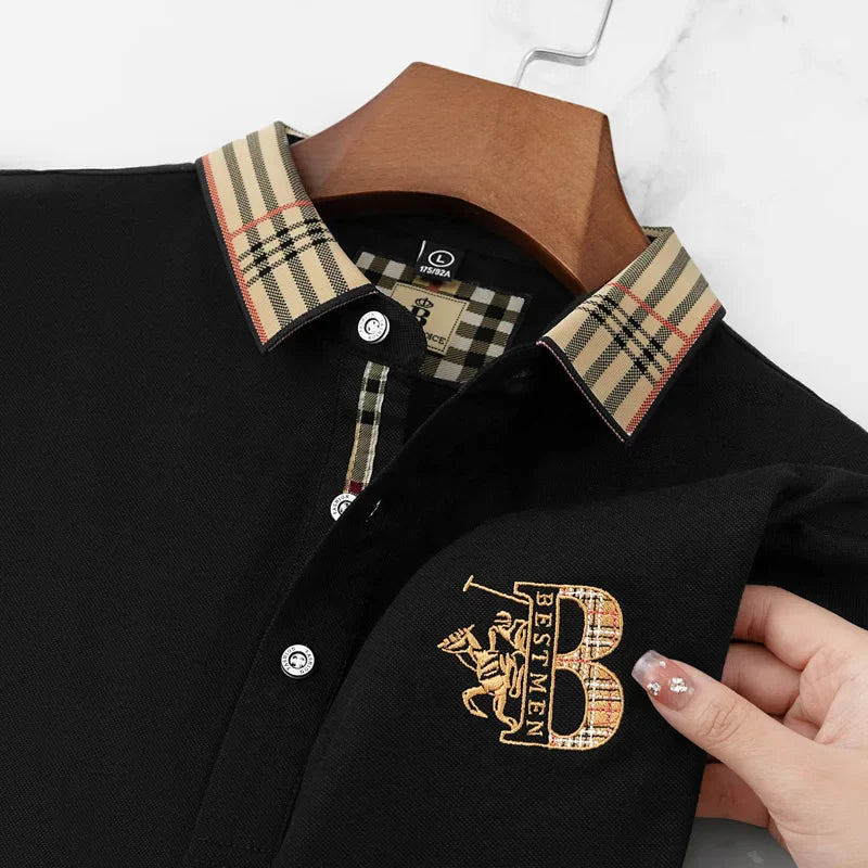 Close-up of breathable fabric texture on a Men's Matthew short-sleeve polo, ideal for casual wear & comfort.