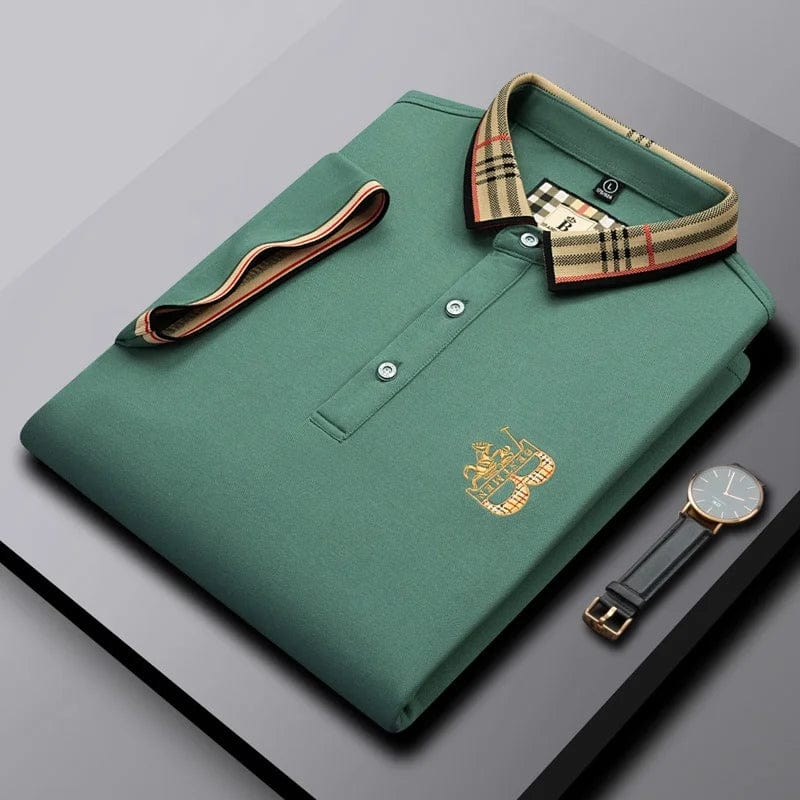 Folded Men's Matthew short-sleeve polo shirt, a versatile collared top for spring, summer fashion & casual wear.