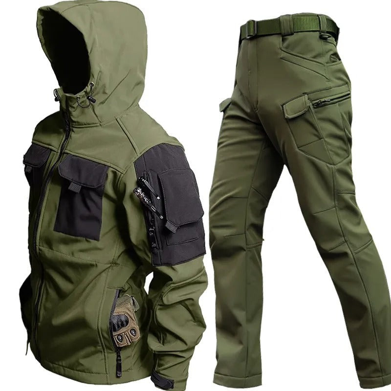 Men's Max outdoor activewear set for all-weather adventures. Durable hiking hoodie & pants for outdoor enthusiasts.