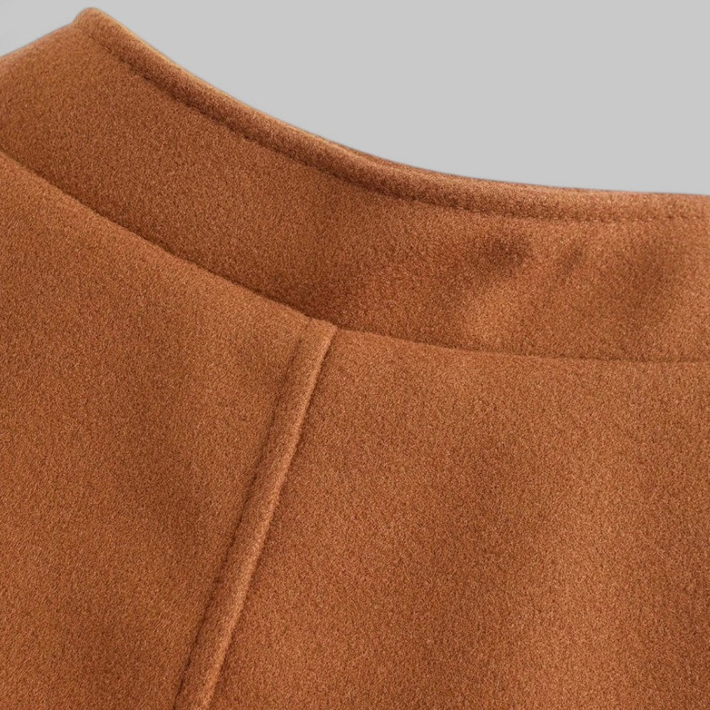Men's minimalist smart casual winter coat, back view. Tailored long sleeve outerwear, perfect for business fashion.