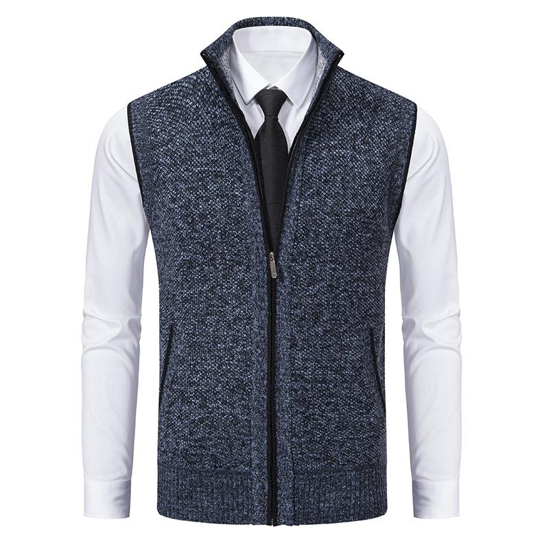 Sophisticated men's zip-front mock neck sweater vest. Ideal for smart casual office wear & winter layering.