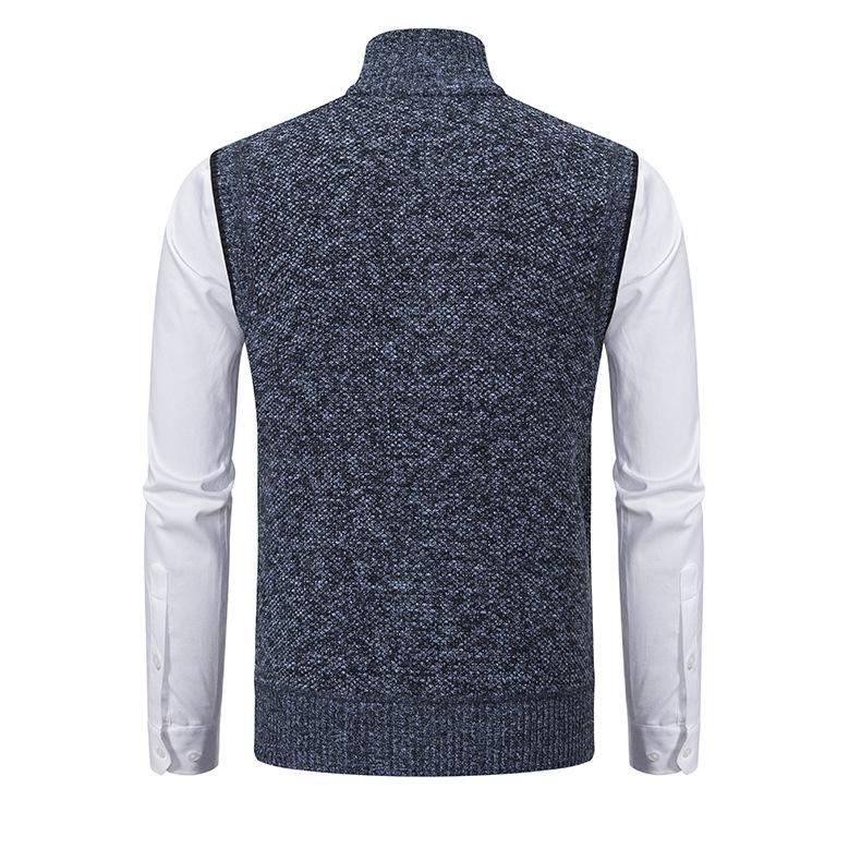 Stylish men's gilet sweater vest with mock neck. Versatile for autumn/winter layering, casual & office looks.