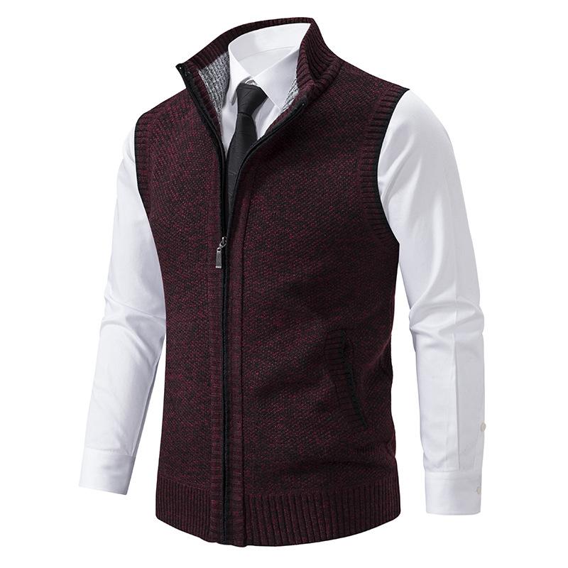 Classic men's mock neck sweater vest. Gilet design for smart layering, perfect for autumn/winter casual fashion.