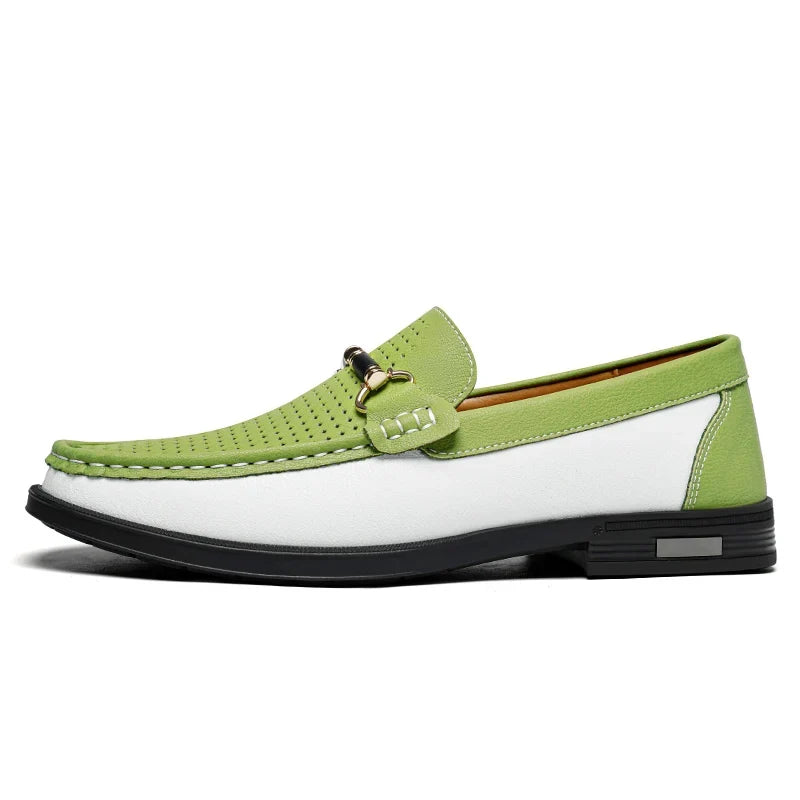 Side profile of sleek men's modern bit loafers, highlighting their stylish design & all-day comfort.