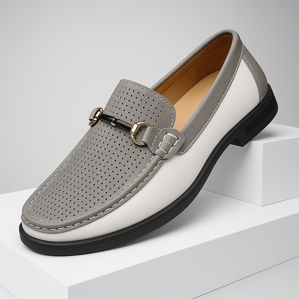 Classic men's perforated leather bit loafers, ideal for breathable all-day comfort & modern style.
