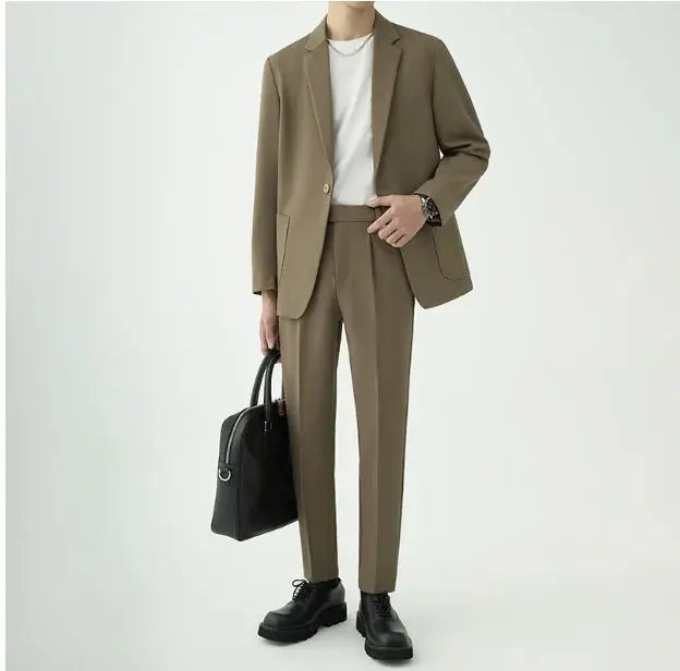 Men's formal two-piece suit. Modern minimalist tailored fit for business & elegant events.