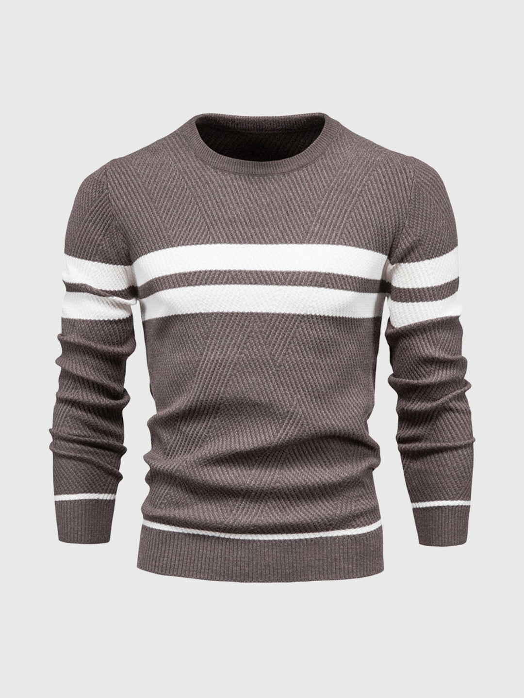 Modern men's casual stripe sweater, a comfortable everyday pullover for men.