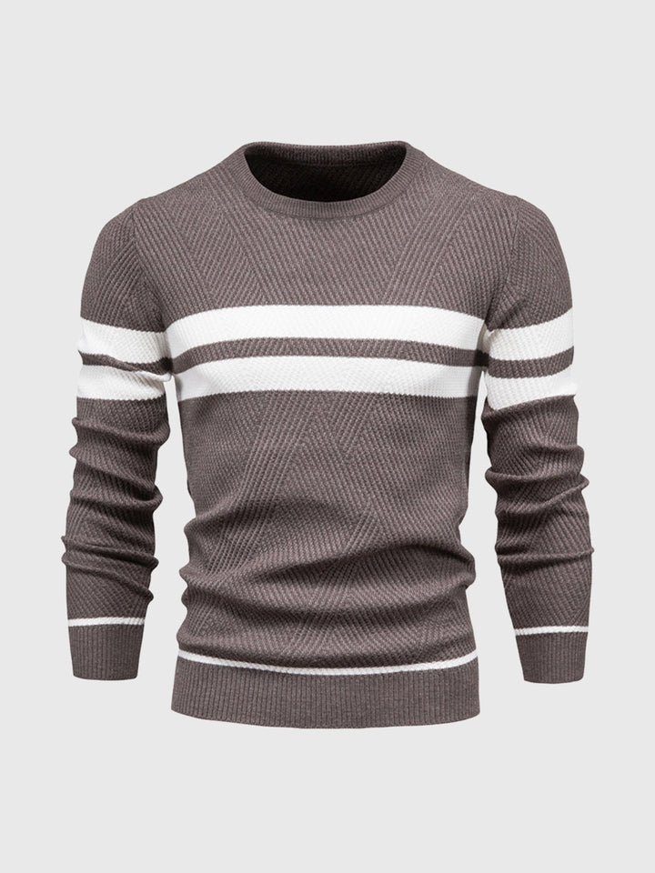 Modern men's casual stripe sweater, a comfortable everyday pullover for men.