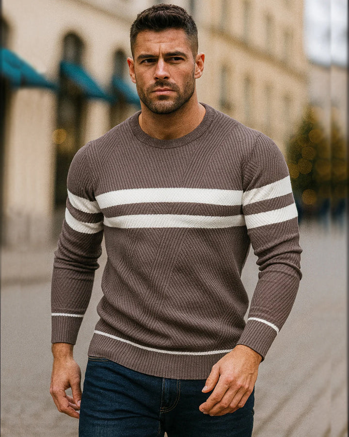 Essential men's long sleeve crewneck sweater for smart casual outfits.
