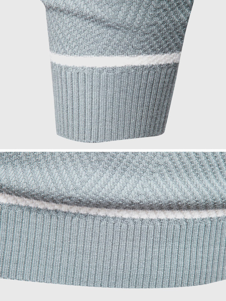 Casual long sleeve men's pullover sweater with stylish stripes, ideal for everyday.