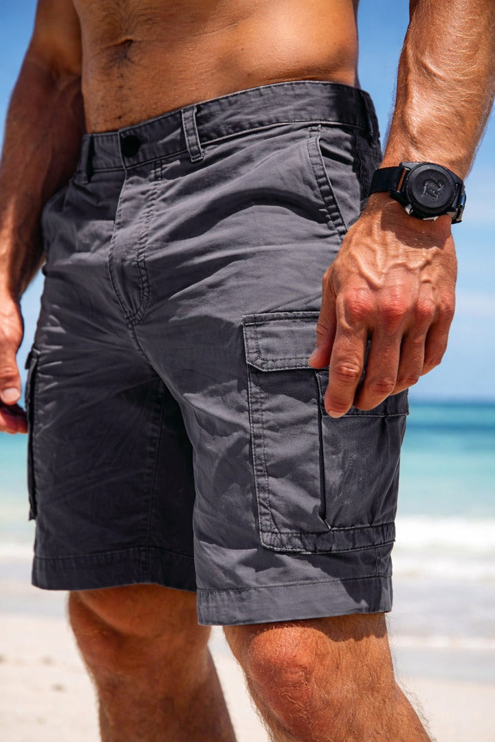 Men's multi-pocket cargo shorts, relaxed fit & durable for casual wear, outdoor activities, and summer fashion.