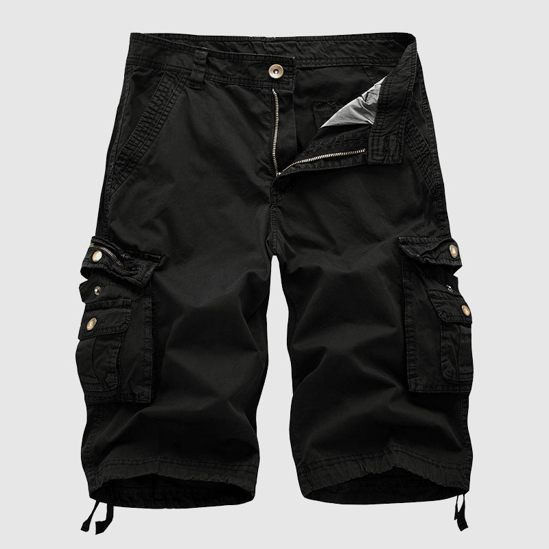 Casual men's cargo shorts with multiple pockets and an adjustable waist for a relaxed fit.