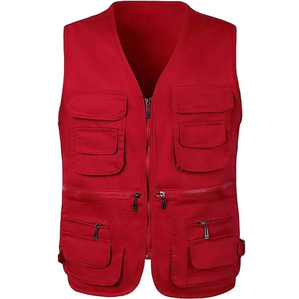 Rugged men's multi-pocket outdoor vest, quick-dry sleeveless jacket for adventure.