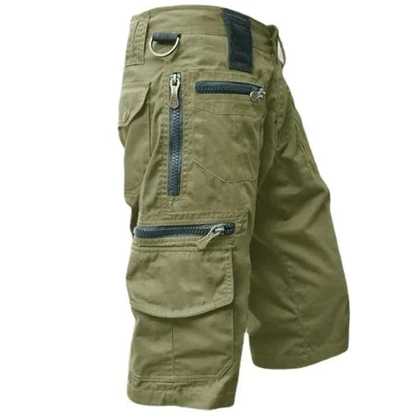 Durable men's outdoor cargo shorts. Functional multi-pocket design offers utility and comfort for active wear.