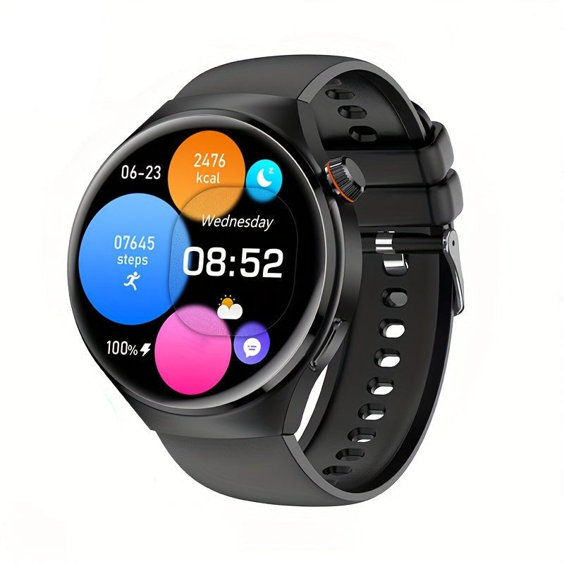 Men's NFC smartwatch with fitness tracking, GPS, & health monitoring for an active lifestyle.
