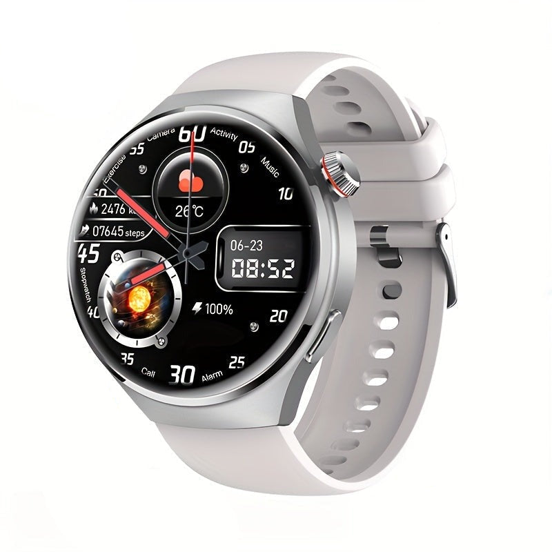 Stylish men's NFC smartwatch enabling contactless payments & smart connectivity. Perfect for tech enthusiasts.