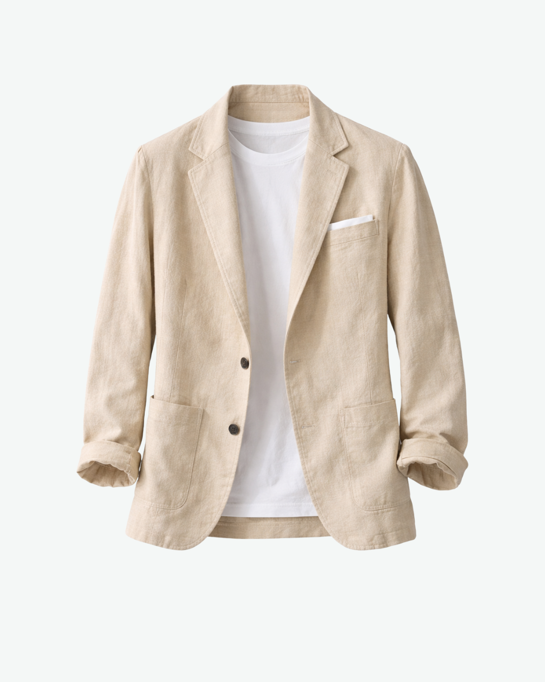 Versatile men's blazer with modern notch lapel & patch pockets. Ideal for everyday wear & light jacket style.