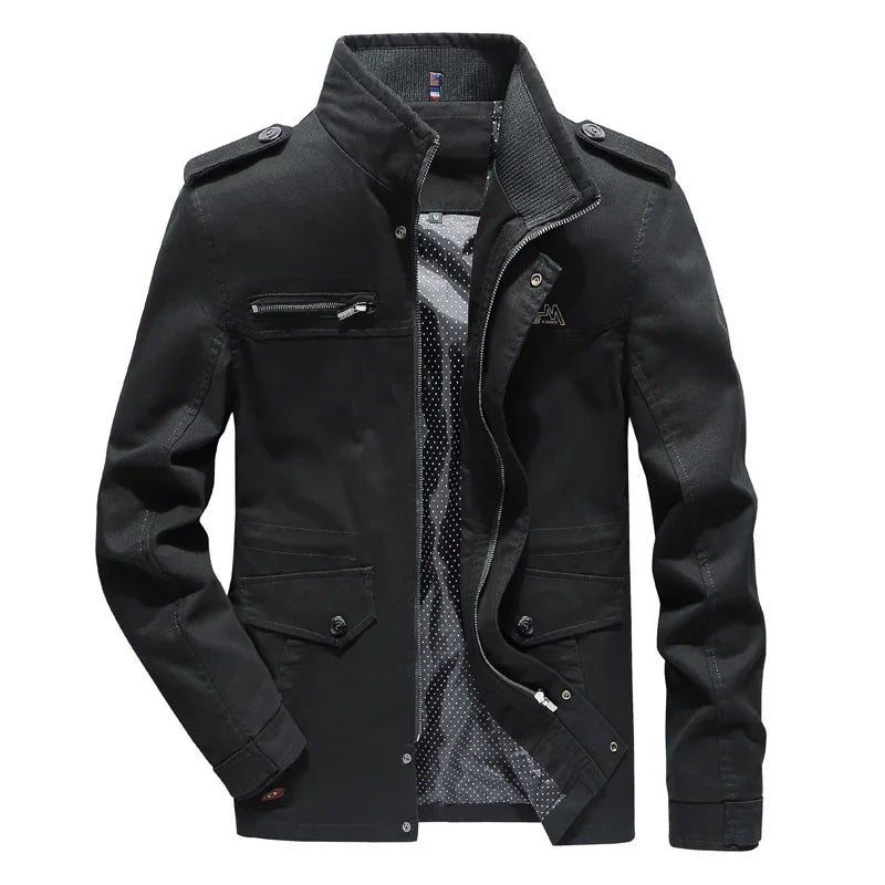 Versatile men's utility cargo jacket, a fashionable outerwear choice for all-season comfort and transitional style.