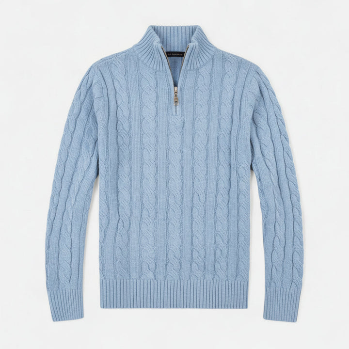 Casual men's open-front cardigan sweater with subtle stitch detailing, great for modern layering outfits.
