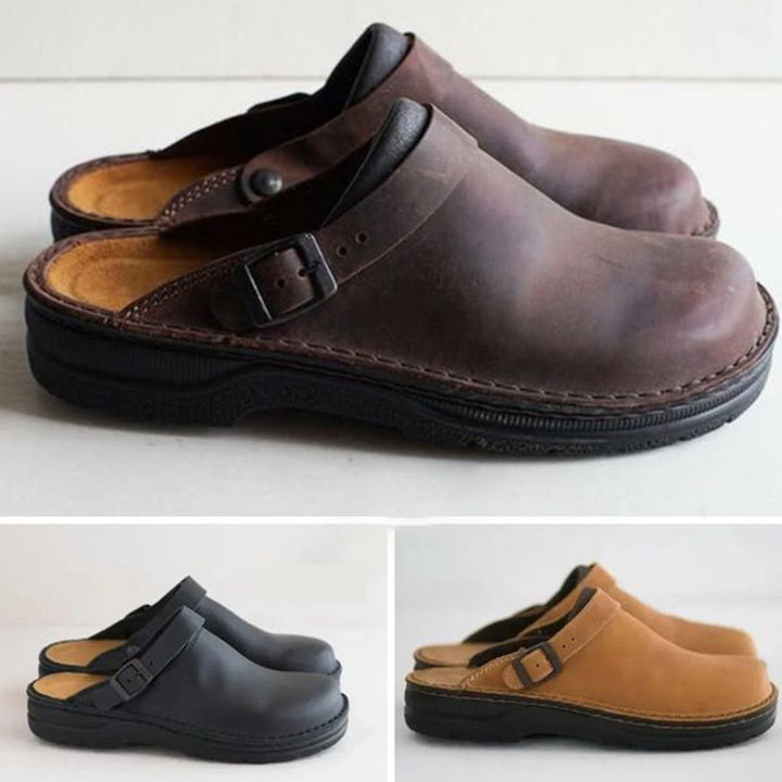 Versatile men's comfort clogs, orthopedic design for supportive slip-on wear & optimal foot health.