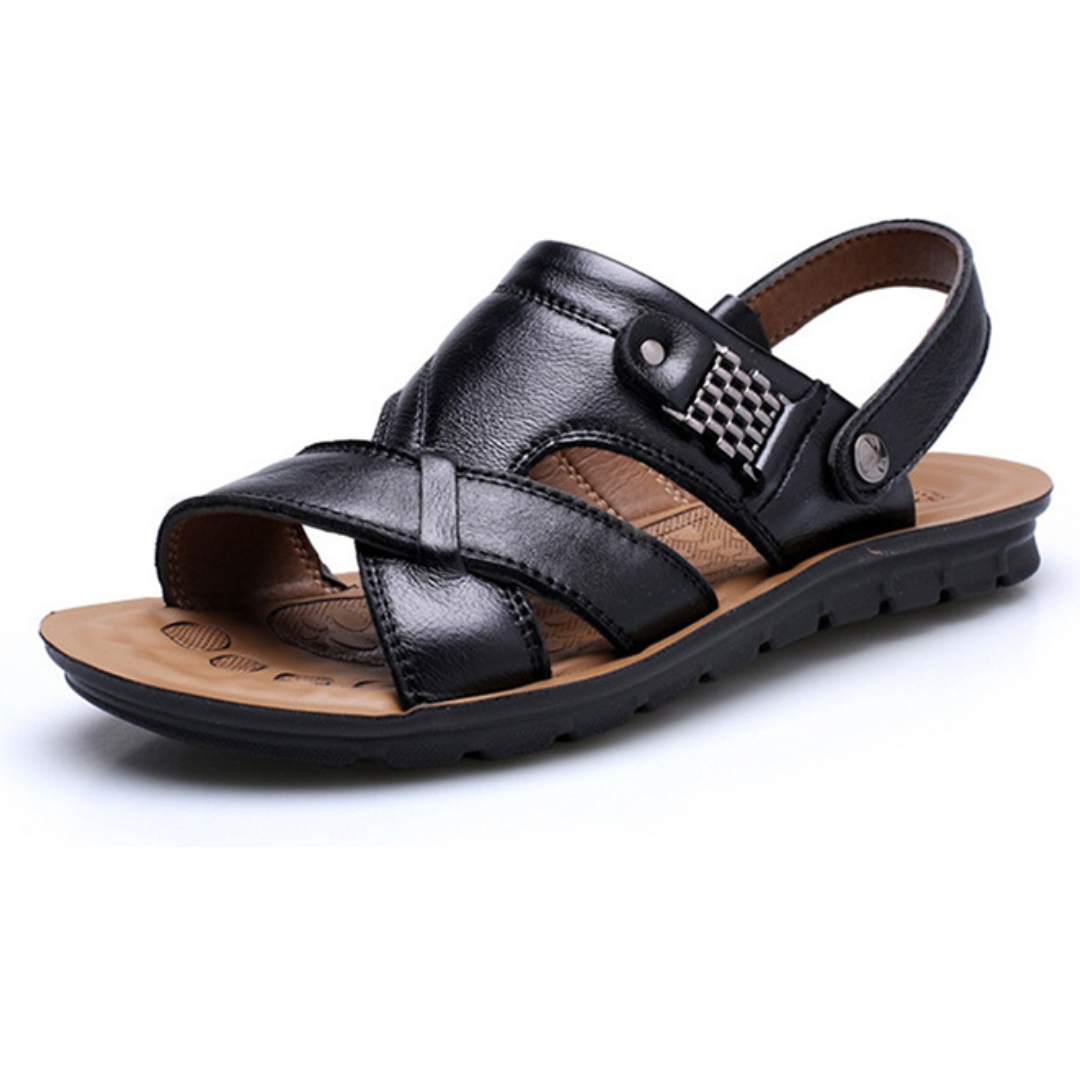 Top view of men's comfort sandals, showcasing wide fit and robust design for orthopedic support.