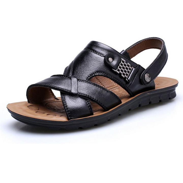 Top view of men's comfort sandals, showcasing wide fit and robust design for orthopedic support.
