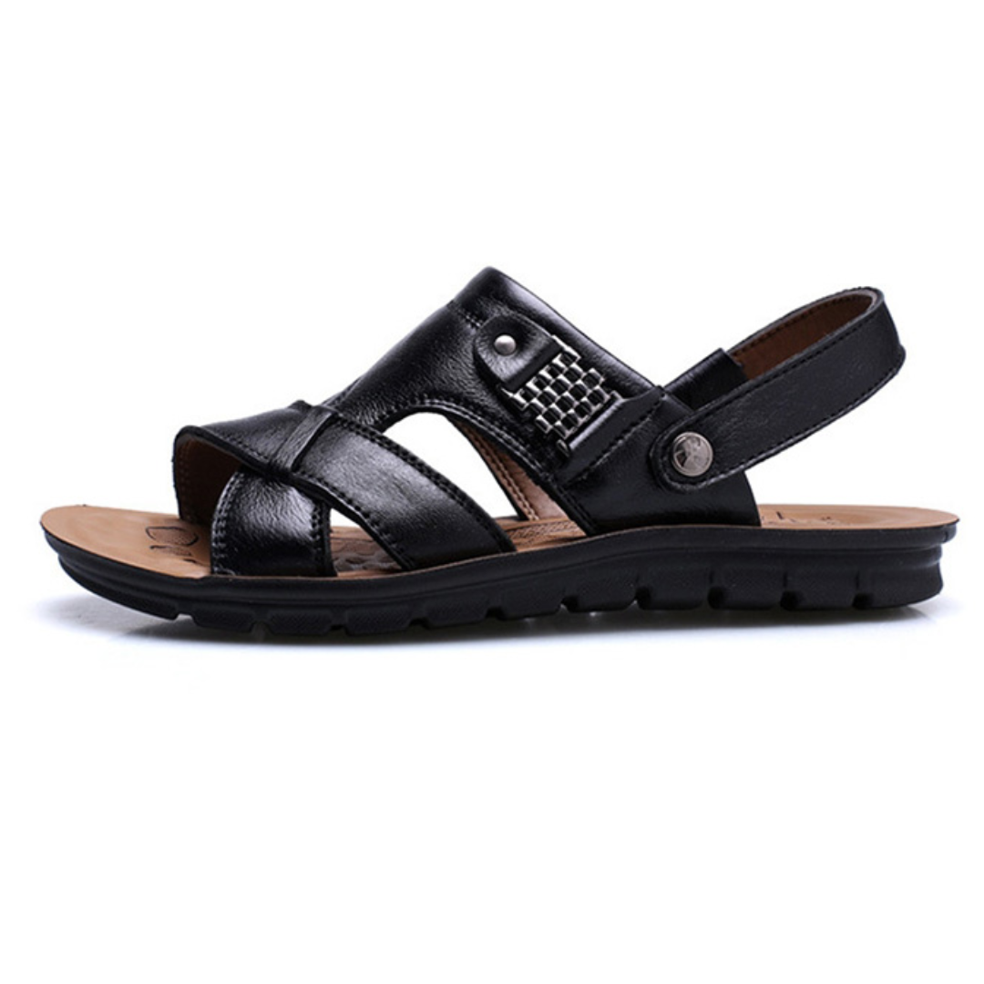 Durable non-slip sole of men's orthopedic sandals, perfect for secure casual walking & summer.