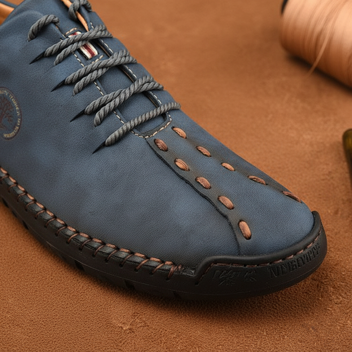 Durable leather men's orthopedic sneakers, perfect for walking and casual wear.