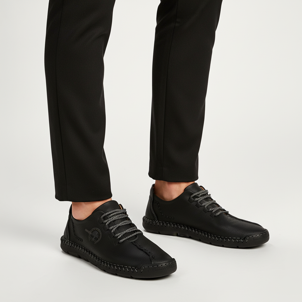 Stylish and durable men's orthopedic leather walking sneakers for everyday comfort.
