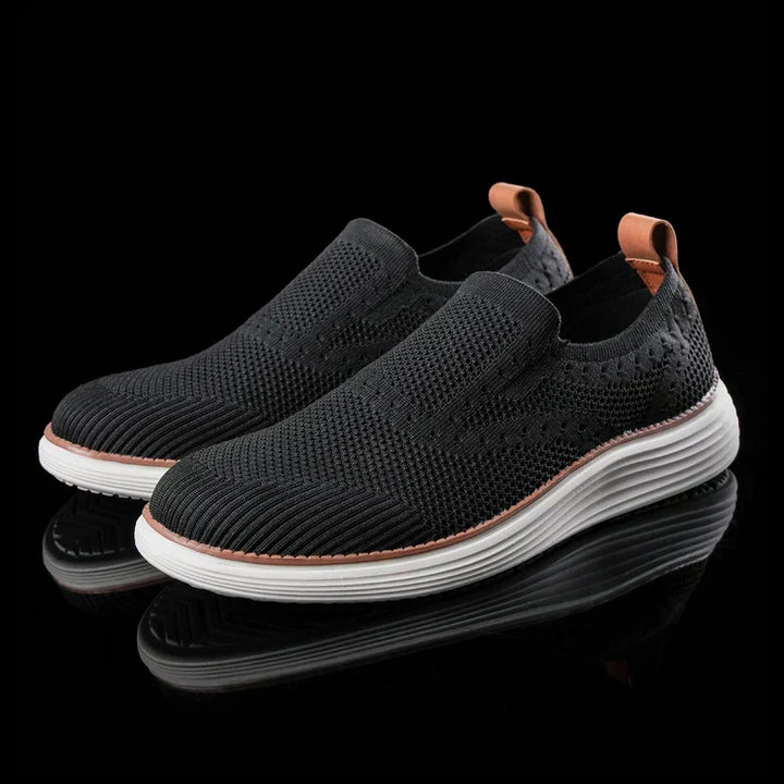 Breathable men's slip-on comfort sneakers, wide toe box for pain relief & easy wear everyday shoes.