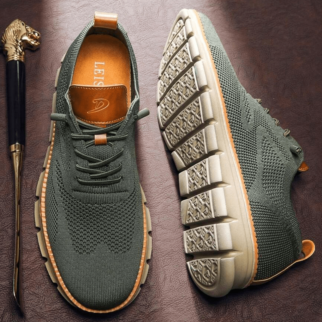 Men's orthopedic walking shoes with strong arch support for comfort & posture improvement.