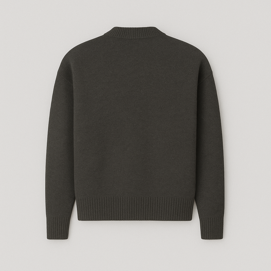 Men's heart motif oversized crew neck sweater for comfortable fall & winter fashion.