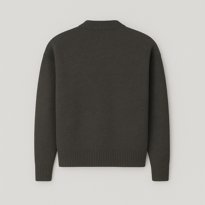 Men's heart motif oversized crew neck sweater for comfortable fall & winter fashion.