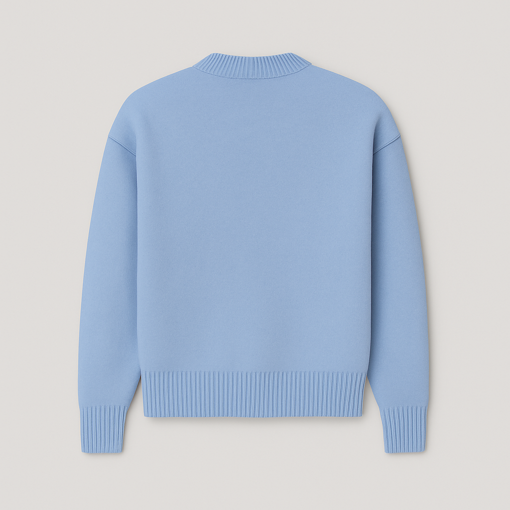 Soft men's oversized sweater with a cozy heart motif and classic crew neck for casual elegance.
