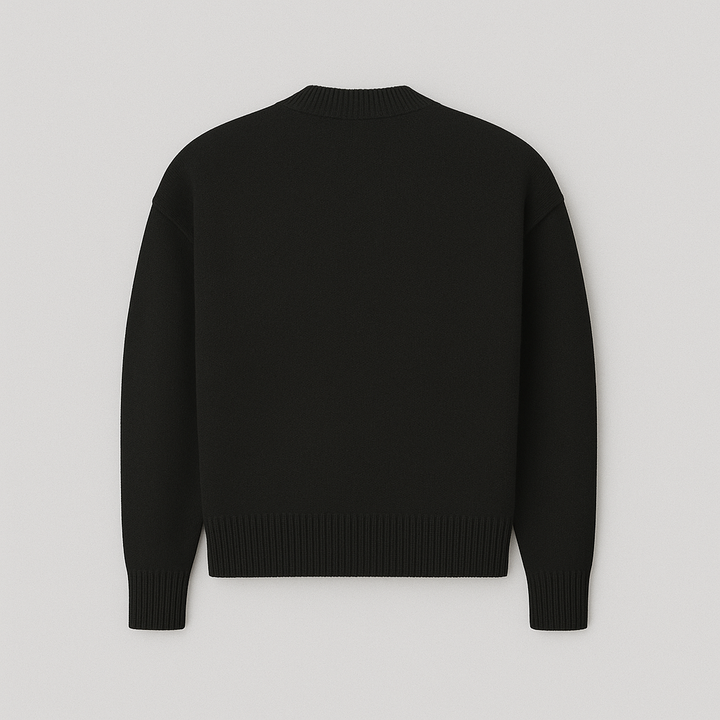 Warm winter style men's oversized sweater, featuring a cozy heart motif & crew neck design.