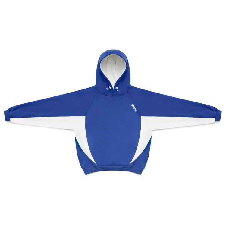 Stylish men's oversized pullover hoodie, athletic contrast panels. Comfortable and fashionable hooded sweatshirt.