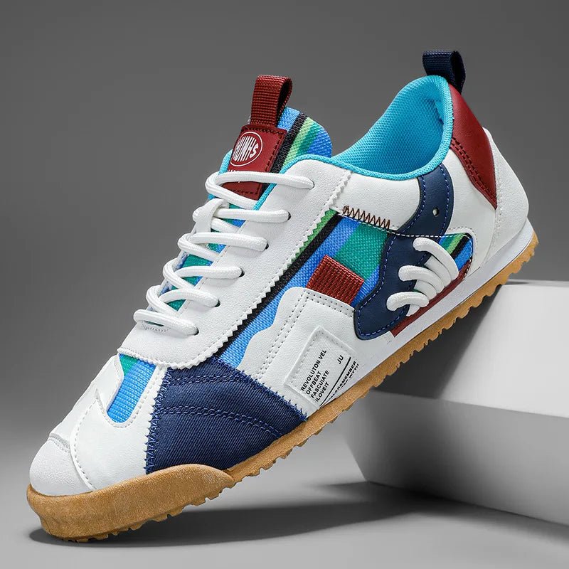 Men's patchwork utility sneakers for versatile trail & streetwear style, ultimate comfort footwear.