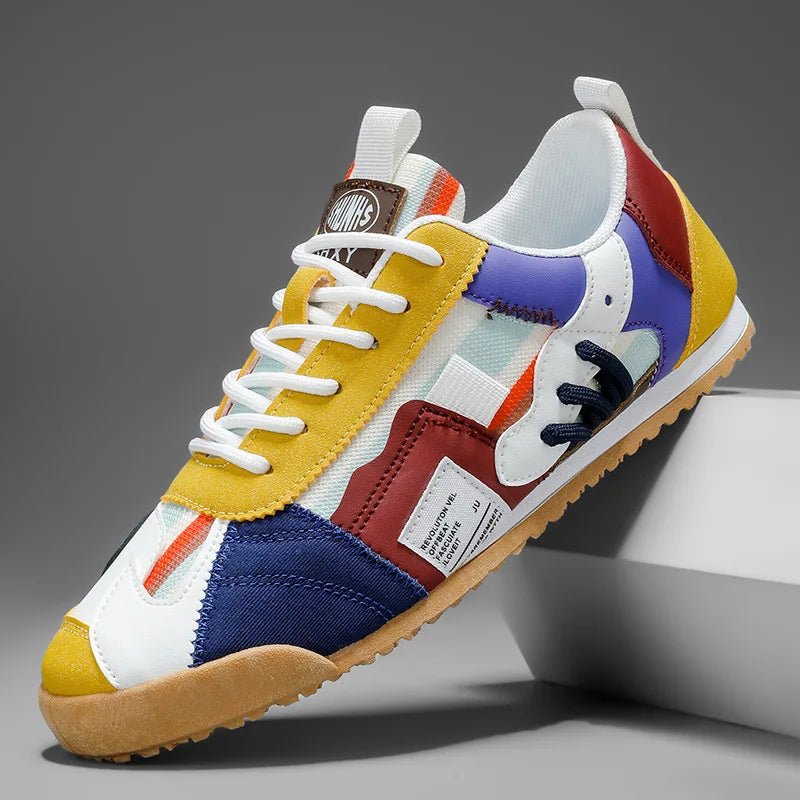 Comfortable men's patchwork utility sneakers, ideal for everyday casual wear & light trail adventures.