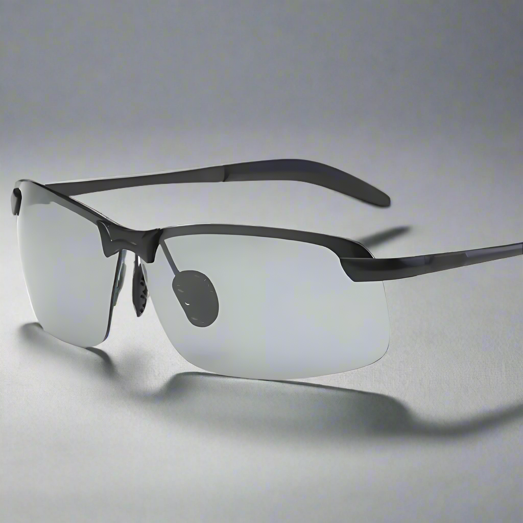 Men's photochromic polarized sport sunglasses, offering UV protection and glare reduction.