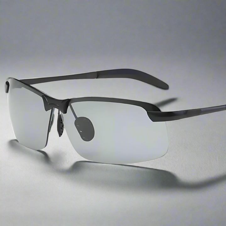 Men's photochromic polarized sport sunglasses, offering UV protection and glare reduction.