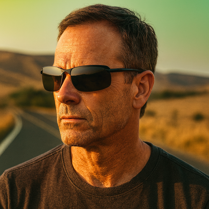 Men's polarized photochromic fishing sunglasses, reducing glare and providing essential UV protection.