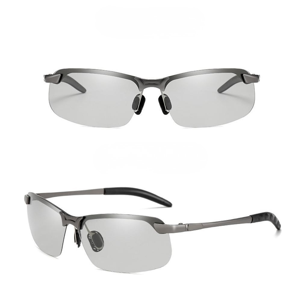 Polarized sport sunglasses for men, reducing glare; photochromic lenses provide UV protective eyewear.