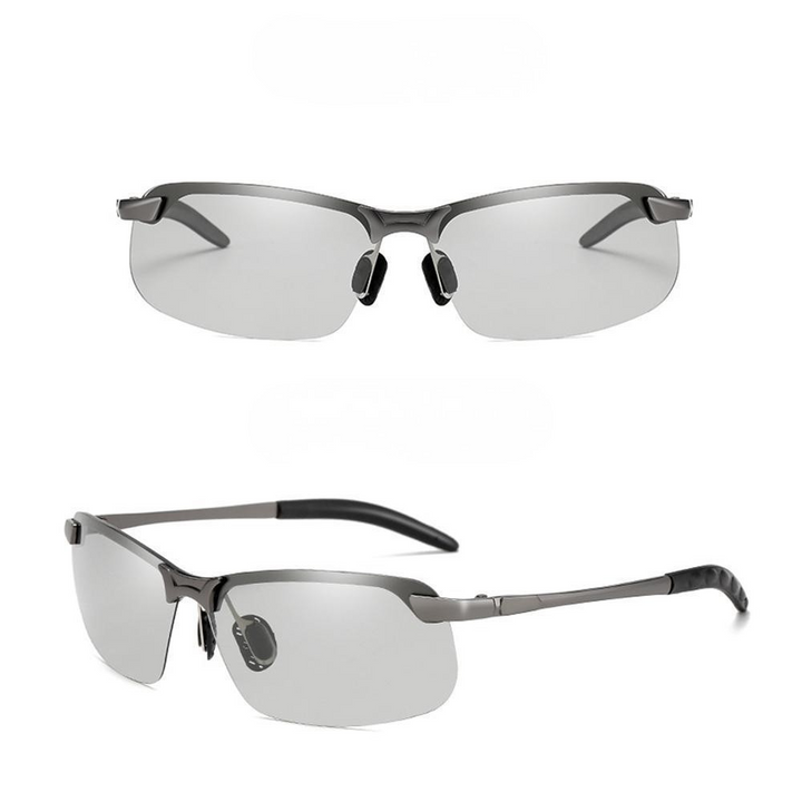 Polarized sport sunglasses for men, reducing glare; photochromic lenses provide UV protective eyewear.