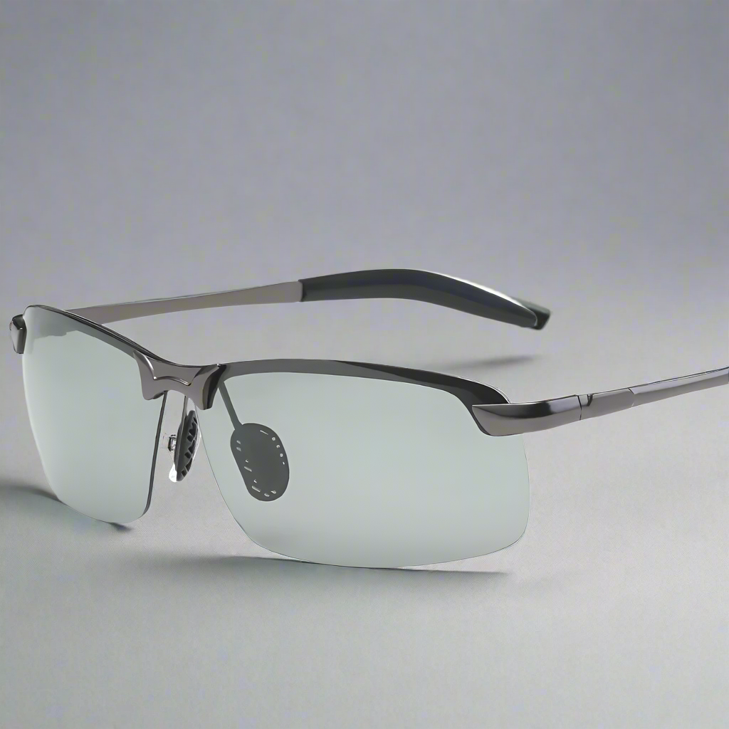 Stylish men's photochromic polarized sport sunglasses, perfect for outdoor activities & UV protection.